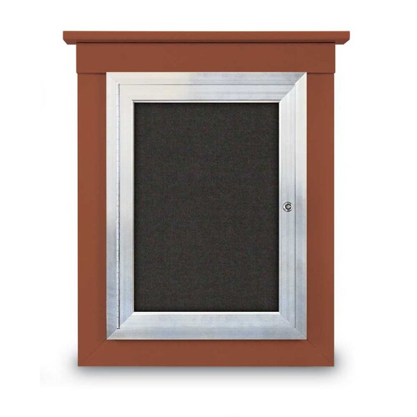 72"x48" 3-Door Enclosed Letterboard, Black Felt/Walnut